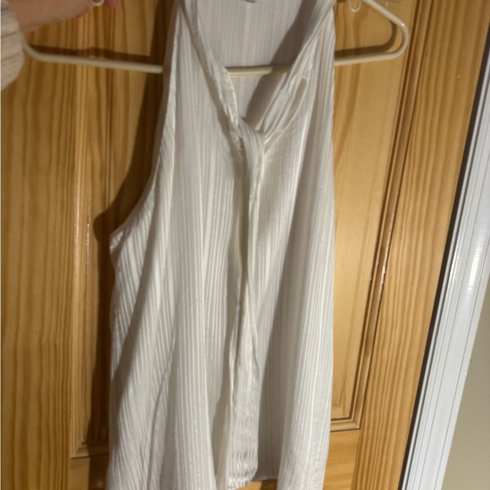 Calvin Klein White tie neck Sleeveless Blouse